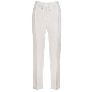Loro Piana Cream Silk Crepe Drawstring Trousers